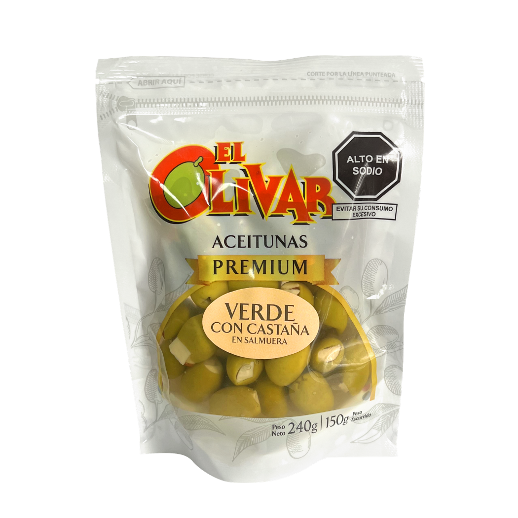 DOYPACK ACEITUNA VERDE RELLENA CON CASTAÑA X 240GR